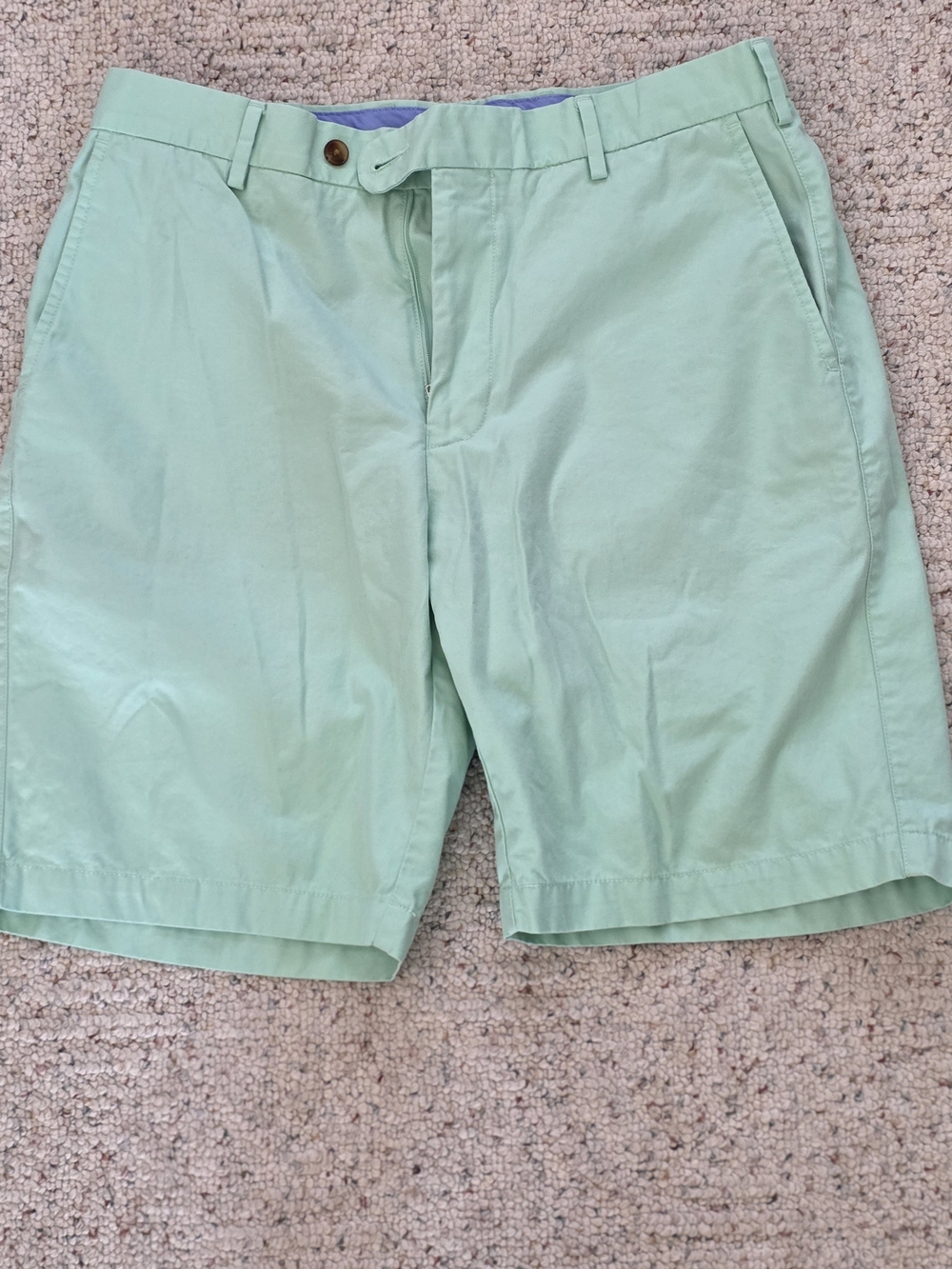 Peter Millar Mint Green Flat-Front Cotton Shorts